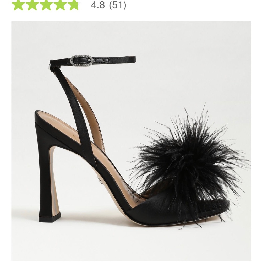 Sam Edelman Black Feathered Ankle-Strap High Heel Sandals